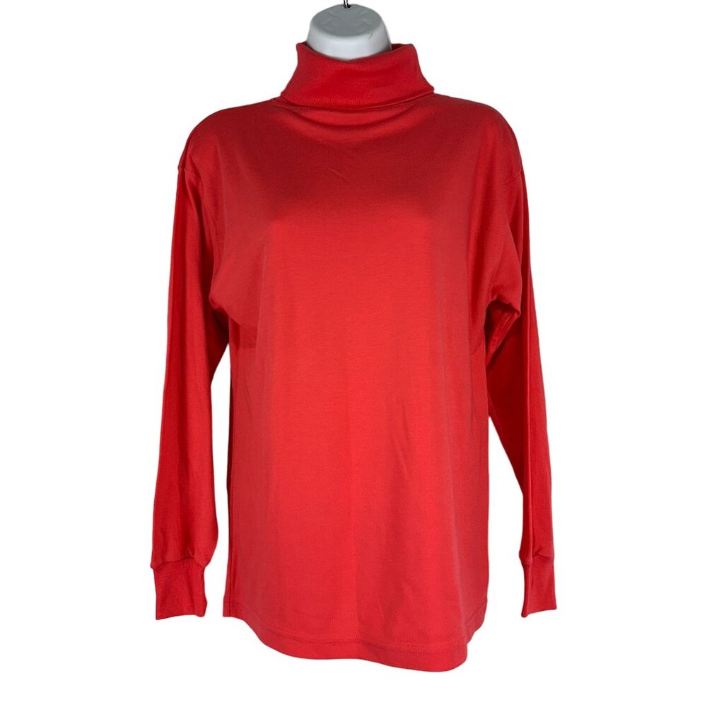 Hunters Run Red Long Sleeve Turtleneck Top Medium Polyester Cotton Blend